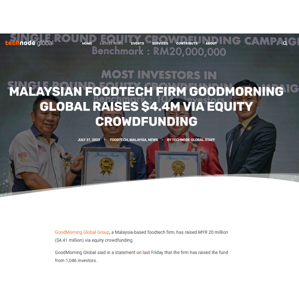 Malaysian Foodtech Firm Goodmorning Global Raises $4.4M Via Equity Crowdfunding